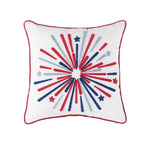 16  x 16  Patriotic Red White & Blue Tufted Fireworks Accent Throw Pillow